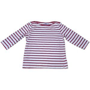 New York Laundry NYL Striped Boat Neck 3/4 Sleeve Top Mac Red Size  XL Nautical